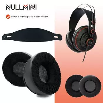 Сменные амбушюры NullMini для наушников Superlux HD681 HD681B HD681EVO HD681F, кожаный чехол или бархатный наушник-амбушюр