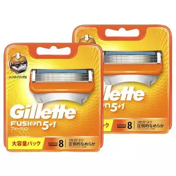 Сменные лезвия Gillette Fusion 8 шт. x 2 шт. Набор запасных [Оптовая закупка] 5+1 (16 лезвий) оранжевый