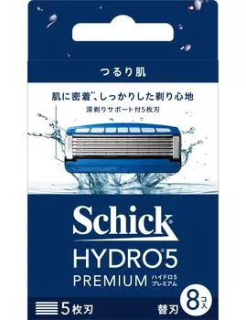 Сменные лезвия Hydro Schick Hydro 5 Premium Smooth Skin с защитой Skin Guard 5 лезвий, зеленые (8 шт.)