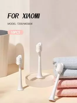 Сменные насадки для щеток для XIAOMI T200, 10 шт., белые/синие, глубокие, мягкие, насадки DuPont для чистки щетины, электрические зубные щетки белый