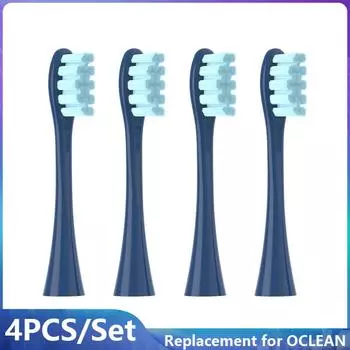 Сменные насадки для щеток Oclean X PRO/Z1/F1/One/Air 2/SE, 4 шт., мягкая электрическая зубная щетка DuPont в вакуумной упаковке, 4 шт. зелёный