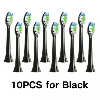 Сменные насадки для щеток Phili** HX3/HX6/HX9, 10 шт., вакуумная электрическая зубная щетка Sonic, мягкие насадки DuPont без металлических насадок, 10 шт. чёрный