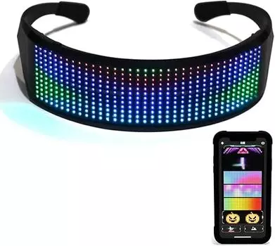 Сменные настраиваемые Bluetooth светящиеся светодиодные очки футуристический щит светодиодный козырек для трюков, клубов, костюмов, дней рождения