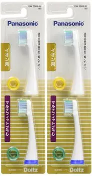 Сменные щетки Panasonic Dolts Ion Type, набор на 2 месяца, белые портативные дезинфицирующие влажные салфетки [набор 2] Multi-Fit (6 поставка) EW0909-W + белый