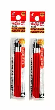Сменные стержни Pilot Friction Ball Type, 3 шт., красные, LFBTRF30UF3R, набор из 2 шт., тонкие/многоцветные, 0,38 мм