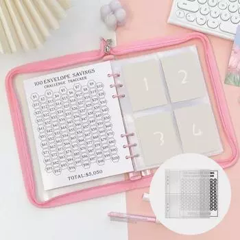 Сменные водонепроницаемые прозрачные конверты с несколькими отделениями для экономии денег, комплект переплетов для экономии денег на 100 дней A