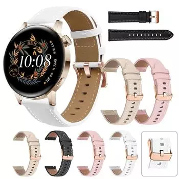 Сменный 20 мм ремешок для смарт-часов Huawei Watch GT3 GT 3 Pro 43 мм ремешок Correa GT 2 GT2 42 мм кожаный ремешок для часов браслет Huawei GT2 42mm розовый