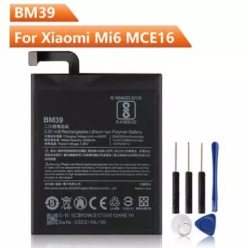 Сменный аккумулятор для телефона BM39 для Xiaomi 6 mi 6MCE16 Xiaomi BM39 Сменный аккумулятор с инструментом 3350 мАч 3350mAh