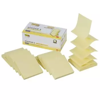 Сменный блок для блокнота для заметок, желтый, 75 x 75 мм, 100 листов x 10 блоков, самоклеящиеся листочки 6541POP-Y