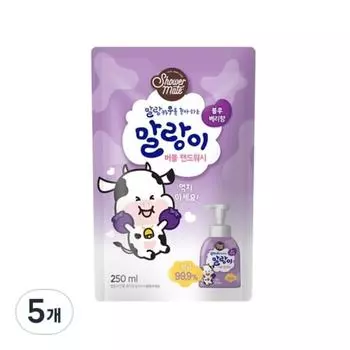 Сменный блок для мытья рук Shower Mate Soft Cow Soft Bubble со вкусом черники, 250 мл, 5 шт.