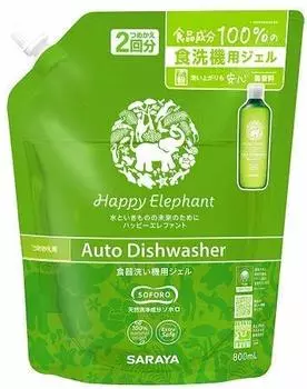 Сменный блок геля для посудомоечной машины Happy Elephant 800 мл x 4 шт.