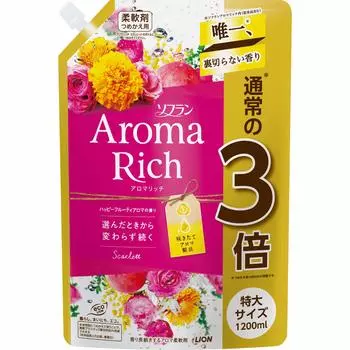 Сменный блок кондиционера для белья Soflan Aroma Rich Scarlet Fruity Aroma, очень большой, 1200 мл [большая емкость] (Счастливый Аромат)