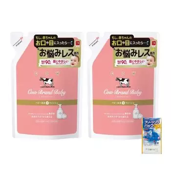Сменный блок пены для мытья всего тела Cow Brand Baby, 350 мл, набор из 2 предметов, оригинальный бонус включен [Резюме] +