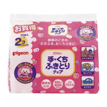 Сменный блок салфеток для рук и рта Pigeon, белый, 70 шт., 2 шт.