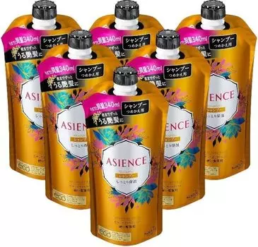 Сменный блок шампуня Asience Moisturizing Type 340 мл x 6 шт. Набор увлажняющий с экстрактом алоэ увлажняющий шампунь для блеска волос