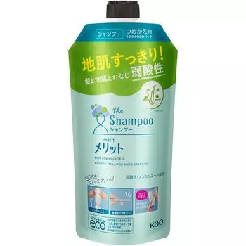 Сменный блок шампуня KAO Merit 340 мл (Квази-наркотик) Шампунь и кондиционер (Уход за кожей) Промойте всю поверхность волос пальцами и тщательно промойте.