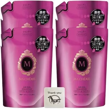 Сменный блок шампуня Macheri Air Feel Smooth Smooth 380 мл, набор из 4 штук, оригинальный логотип Kunutonn, бонус включен +