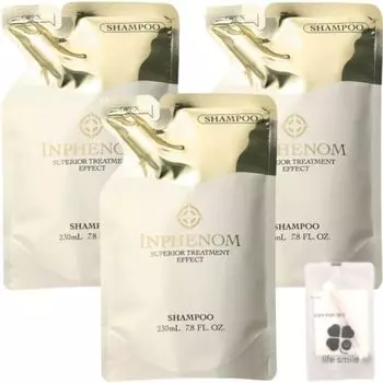 Сменный блок шампуня Milbon Inphenom 230 мл Smile Original Cotton Сменный блок Ингредиенты для восстановления волос Damage Repair [Набор 3] [Life Included]