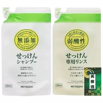 Сменный блок шампуня Miyoshi soap 300 мл, специальный сменный блок кондиционера 300 мл, каждый набор из 1 шт. В лотерею в стиле Tenjin включено без добавок + +