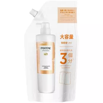 Сменный блок шампуня Pantene Effortless, большой объем 1050 мл, полное ночное восстановление белый