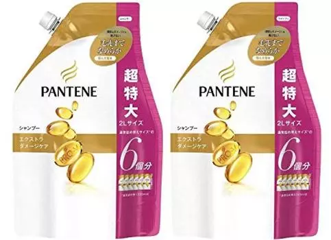 Сменный блок шампуня Pantene Extra Damage Care x 2 шт. [Большая емкость] [набор 2000 мл]