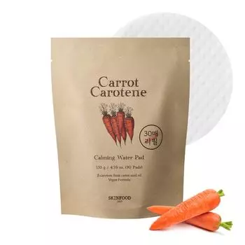 Сменный блок тонера для подушечек из хлопка 135 г 30 шт. Каротин успокаивающая вода для протирания лосьон замена для умывания лица корейская косметика [SKINFOOD] (Морковная подушка)