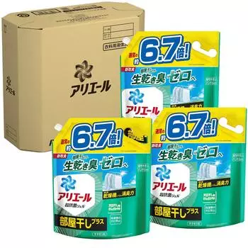 Сменный блок жидкого моющего средства для стирки Ariel Room Drying Plus. Приблизительно 3 пакета для устранения запаха на уровне осушения в сушильной машине [Коробка продана] [Большой размер]