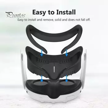 Сменный чехол для очков VR, защита для лица, не вызывающий раздражения, простая в установке, дышащая мягкая подушка для Meta Quest 3 чёрный