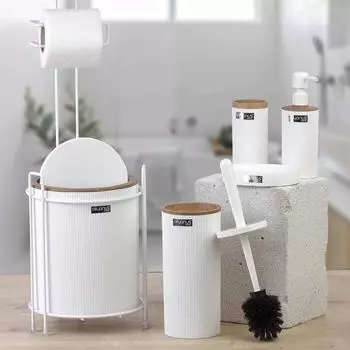 Сменный держатель для туалетной бумаги Mina с деревянным рисунком и набор из 6 предметов для ванной комнаты