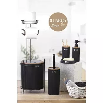Сменный держатель для туалетной бумаги Mina с узором из черного дерева и набор для ванной комнаты из 6 предметов