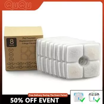 Сменный фильтр с активированным углем для питьевого фонтана для кошек, сменный фильтр-цветок для квадратного фонтана для собак