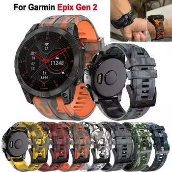 Сменный камуфляжный силиконовый ремешок Quickfit 22 мм 26 мм для Garmin Epix Gen 2 Fenix 7X7 6X6 Pro 5 5X Plus, ремешки для браслета QuickFit 26mm Width