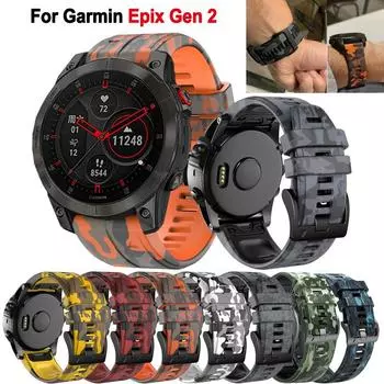 Сменный камуфляжный силиконовый ремешок Quickfit 22 мм 26 мм для Garmin Epix Gen 2 Fenix 7X7 6X6 Pro 5 5X Plus, ремешки для браслета QuickFit 26mm Width оранжевый