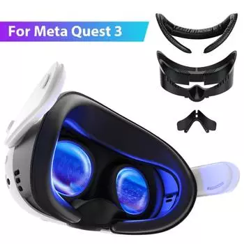 Сменный лицевой интерфейс для гарнитуры Meta Quest 3 VR, кожаная пенная маска для глаз, носовой упор, лицевой чехол для аксессуаров Meta Quest 3 чёрный