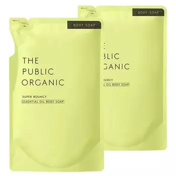 Сменный набор из 2 органических мыл для тела Public, 400 мл x 2, аминокислоты, ароматическое эфирное масло, сделано в Японии [супер упругое], без добавок