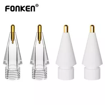 Сменный наконечник Fonken Pencil, совместимый с Apple Pencil, наконечник карандаша 1-го/2-го поколения, повышенная чувствительность, прозрачные запасные наконечники белый