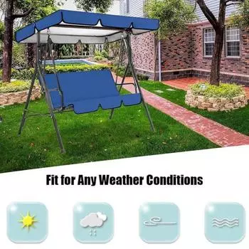 Сменный навес для качелей, водонепроницаемый, с защитой от ультрафиолета, для 2-3-местных качелей, верхний чехол для сидения на открытом воздухе, для крыльца, патио, тент от солнца S синий