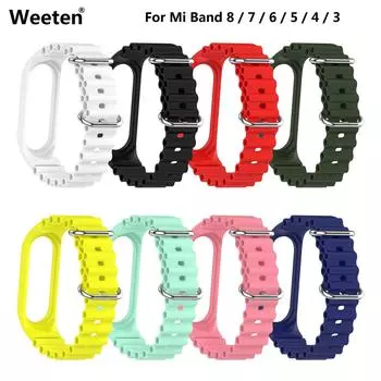 Сменный ремешок для часов Xiaomi Mi BAND 9 8 7 6 5 4 3 Двойная пряжка Аксессуары для часов Mi Band 3 4 NFC For Mi Band 7 6 5 4 3 чёрный