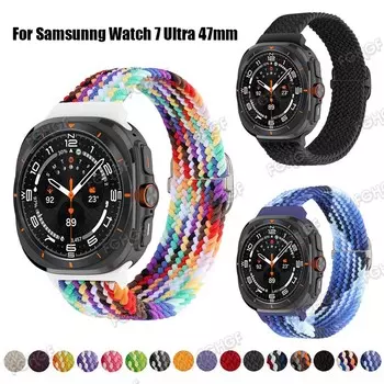 Сменный ремешок для Samsung Galaxy Watch 7 Ultra 47 мм ремешок из нейлоновой плетеной петли для Watch 7 Ultra Аксессуары для браслета Galaxy 7 Ultra 47mm синий