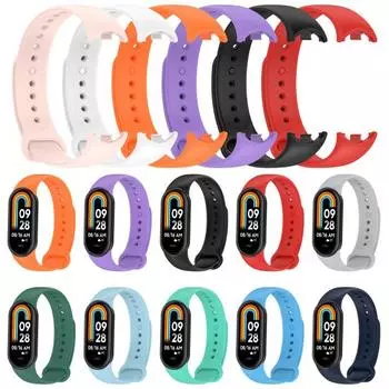 Сменный ремешок для умных часов Yousheng, гибкий, удобный, съемный, силиконовый ремешок, регулируемый, умный браслет, аксессуары для часов Mi Band 8 синий