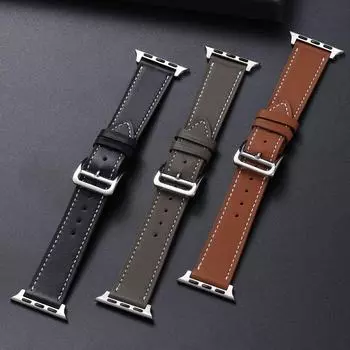 Сменный ремешок унисекс из натуральной телячьей кожи для Apple Watch 38/40/41 mm темно-серого