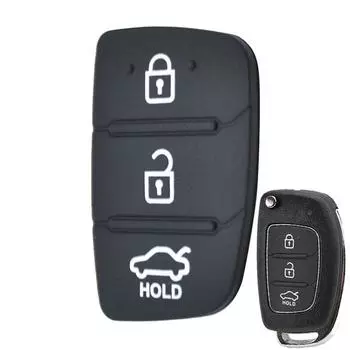 Сменный резиновый 3-кнопочный коврик для удаленного ремонта автомобиля, брелок для Hyundai Tucson Santa fe ix45 Sonata i40 чёрный