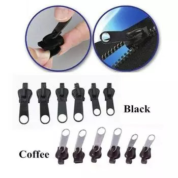 Сменный слайдер для молнии 3 размера 6 шт. Ремонт молнии чёрный