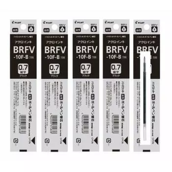 Сменный стержень для шариковой ручки Pilot на масляной основе, тонкий кончик 0,7 мм, черный, 5 штук, BRFV-10F-B, набор из 5 штук