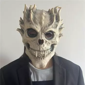Смерть Демон Череп Воин Маска Хэллоуин Череп Ужас Латекс Головной Убор как