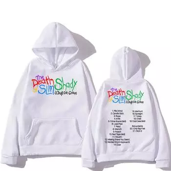 Смерть Слима Шейди 2024 Альбом Толстовки Графические толстовки Эминема Рэпера для фанатов Зимние мужские/женские унисекс уличные толстовки с капюшоном XS белый