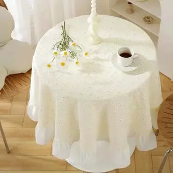 Смесь хлопка Falbala круглая скатерть с принтом, машинная стирка, чехол для стола в фермерском доме для патио, стола для пикника, столовой DIA 90CM