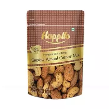 Смесь копченого миндаля и кешью Happilo Premium International, 160 г, с дымным вкусом, полезная закуска, богатая белком, клетчаткой и необходимыми питательными веществами