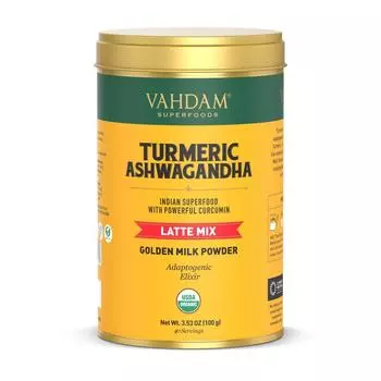 Смесь латте из Куркумы и Ашваганды (100 г), Turmeric Ashwagandha Latte Mix, VAHDAM