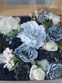 Смешайте шелковые цветы, пыльно-голубые цветы, искусственные цветы, розы со стеблями для самостоятельной свадьбы, свадебные букеты, цветочные композиции, украшения стола для дома синий